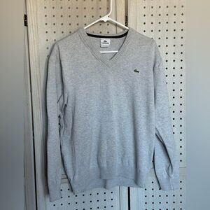 Lacoste Men's Light Gray V-Neck Sweater